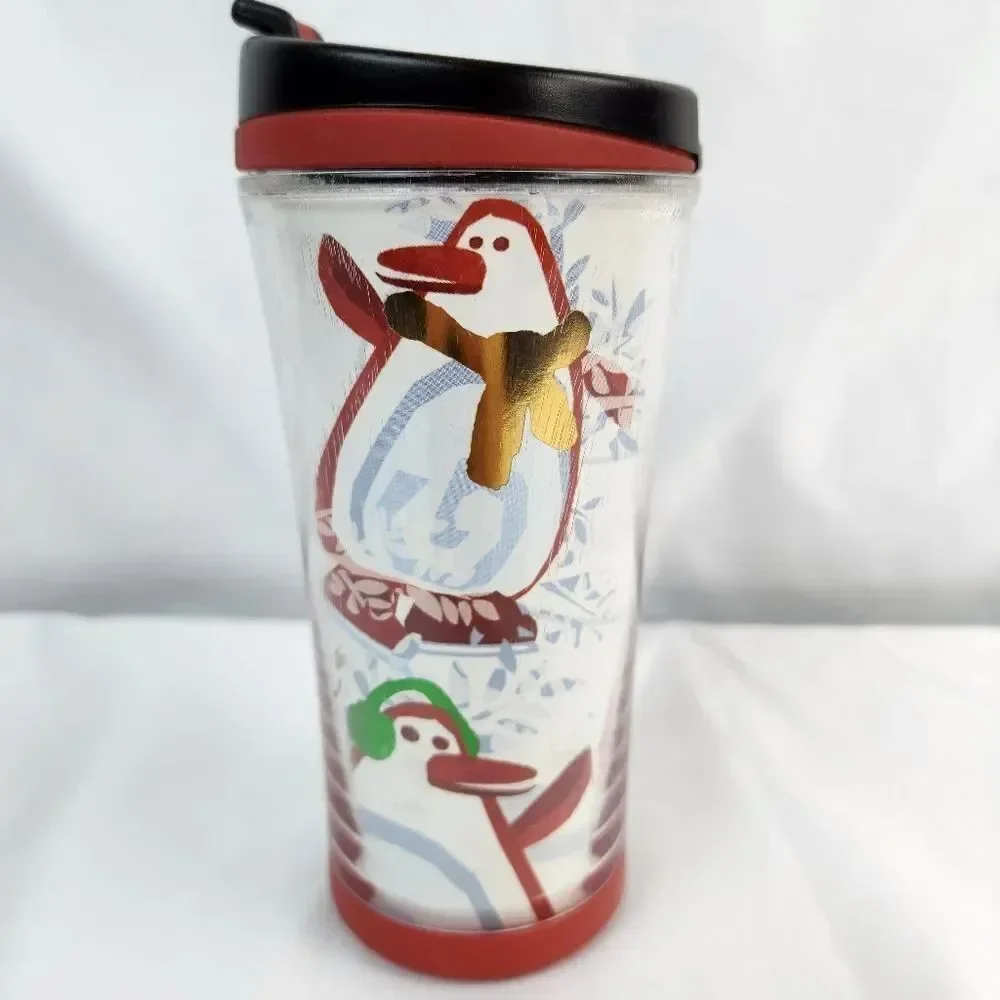 ☕️ Starbucks 2007 White & Red Holiday Penguin 8oz Travel Tumbler